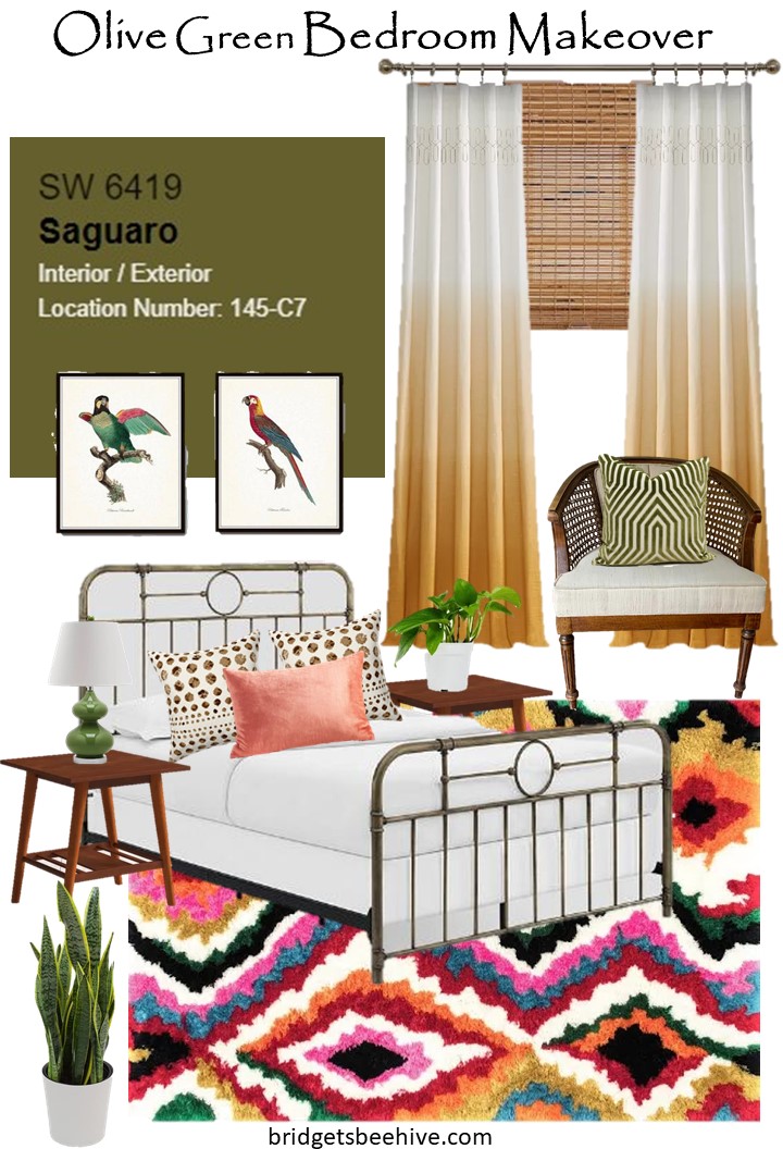 Olive Green Guest Room Makeover Vision Board Holladays at Home