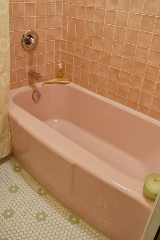 Mid Century Pink Bathroom Reveal - Holladays at Home